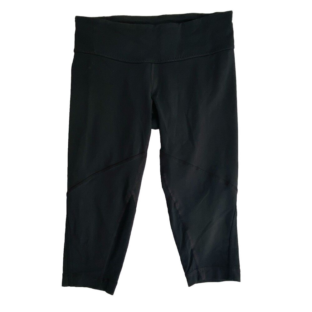 Lululemon Run For It Crop Leggings Womens 6 Black Power Luxtreme Zippered Pocket